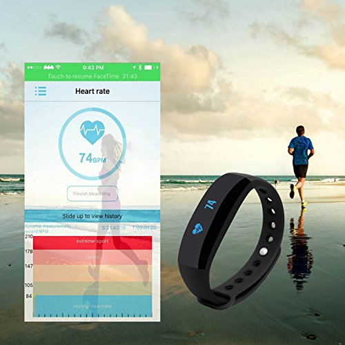 CUBOT V2 Unisex Armband zur Herzfrequenz, Pulsuhr Aktivitätstracker Wasserdicht IP65 Fitness Armband – Schrittzähler, SMS Anrufe Reminder, Kalorienzähler, Kamera-Fernbedienung, Smartband-Suchfunktion, Wecker, Fitnessaufzeichnung, Schlafmonitor kompatibel mit iOS 8.0 oder höher und Android 4.3 oder höher (Standby-Zeit für 7-15 Wochentage) - 3
