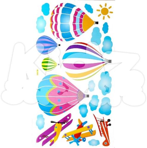 Balloon &amp; Aeroplane Wall Stickers - Boys Girls Kids Childrens Bedroom Nursery