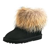 winterschuhe herren ugg  Shenduo Damen Kurzschaft Schlupfstiefel Klassisch Winterschuhe Boots mit Fell D8751 Schwarz 39