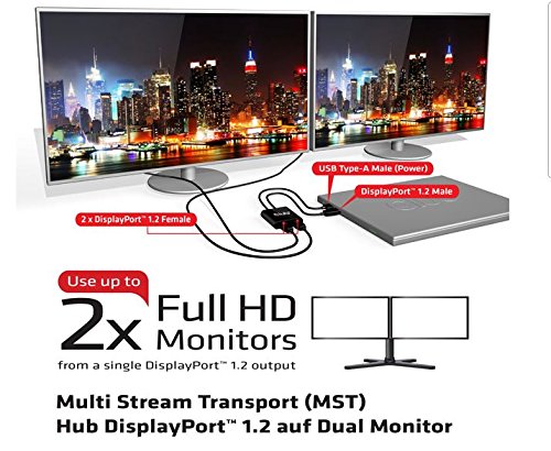 Club 3D Multi Stream Transport (MST)Hub DisplayPort 1.2 (1x DisplayPort auf 2x DisplayPort) + 1 Mini DisplayPort auf DisplayPort Adapter - 6