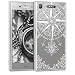 Produktbild kwmobile Hülle für Sony Xperia XZ1 - TPU Silikon Backcover Case Handy Schutzhülle - Cover klar Kompass Barock Design Weiß Transparent