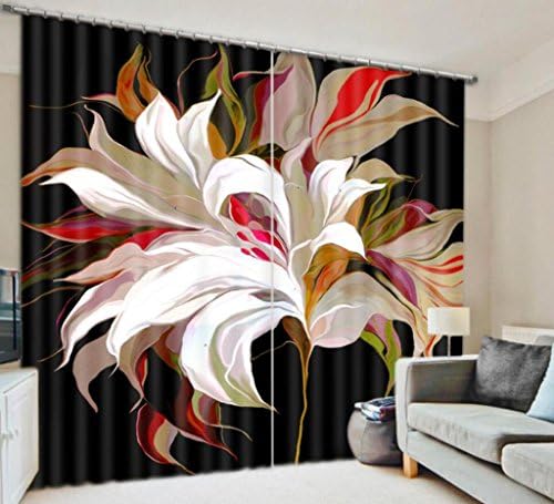 KKLL Curtains 3D Flowers the stereo Three dimensions Visual effect Digital printing Blackout Noise Reduction Drape Window Drapes Panels for Bedroom , wide 150x high 166 (wide 75x2)