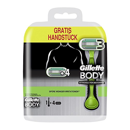 Gillette Body Blades Set of 4 plus Handle, 6 Blades