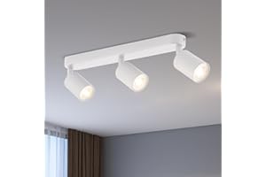 ANWIO Faretti da Soffitto Regolabili Base Rettangolare,Faretti da Muro,Lampadario Vintage con 3 Faretti LED GU10,Applique da Parete,Plafoniera per Negozio,Soggiorno,(Lampadine Escluse) EUS-EA190811