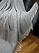 Produktbild 100% reine weiche Merinowolle Decke 140 x 200 cm sehr weiches Plaid Wolldecke Kuscheldecke Wohndecke Venice Grau (Hellgrau)