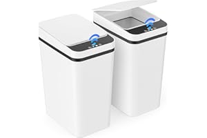 Gaethra 2er Set Mülleimer mit Sensor, 12L Automatischer Elektrischer Deckel Sensor, 3 Betriebsmodi, Leise Wasserdicht Intelligenter Abfallbehälter, für Küche Büro Wohnzimmer Badezimmer (2 er Weiß)