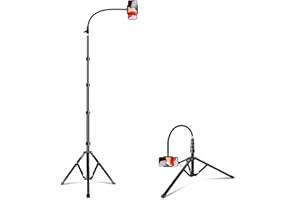 Elitehood 203cm Hoch Handy Stativ, Aluminium iPhone Stativ mit 360°Drehbarer Handyhalterung, Verstellbarer Schwanenhals Overhead Tripod für Smartphone für iPhone 14 13 12 Pro Max Mini/Android Phone