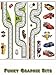 KIDS GROWTH CHART HEIGHT MEASURE WALL STICKERS CHILDREN KID'S BEDROOM CARS Boys Girls Wall Decoration (2 sheets in 1 set)