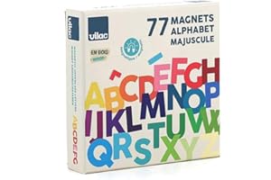 VILAC - Magnets Alphabet majuscules 77 pcs - Jeux Créatifs - 77 Magnets Lettres minuscules en Bois - Jeux d'Eveil pour Enfant en Bois - Jouet pour Enfant Dès 3 Ans - 6705