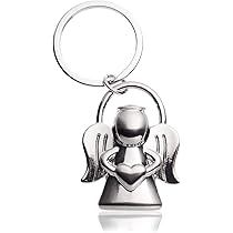 Portachiavi Angelo Custode In Argento - Acciaio Inossidabile, Regalo Per Auto, Protezione E Fortuna - Foto 4