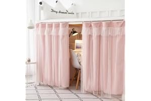 IBLUELOVER Student Dormitory Bunk Blackout Bed Curtain Privacy Dustproof Mosquito Beds Curtains Mosquito Protection Canopy Net Moveable Curtain Shading Nets for Single Bed Bottom and Top 1.5 x 2m (Pink)