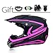 Produktbild LEENP Motocross-Helm, Herren Motorradhelm Crosshelm Zubehör mit Brille Maske Handschuhe Schloss, Motorrad Sport ATV MTB Quad Motorräder Off-Road Downhill Enduro-Helm für Männer Damen, Schwarz Rosa,S