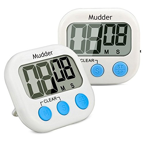 Mudder Elektronischer Küchentimer Magnetisch mit Großem LCD Display, 2 Stück