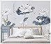 Produktbild 3D Tapete Wallpaper Wandbild Seidentuch Ink White Lotus Lotus Leaf Pond Spring Background Wall 300X210Cm,Yzra
