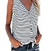 Produktbild DEELIN Damen Streifen T-Shirt mit Kapuze ärmellosen Elegant Casual Tops Bluse (S, Weiß)