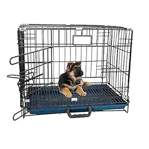 RvPaws Cage with Removable Tray, Dog Cage Small Size Silver Black for Puppy Pet (18 Inch)