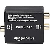 Amazon Basics – Audioadapter für digitales optisches Coax auf analoges RCA, 192 kHz, ABS, 2 x 1.61 x 1.02in