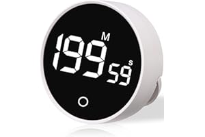 Birshe Timer Digitale,Timer da Cucina Timer per Uova Timer da Cucina Timer Digitale Visivo Timer Magnetico Digitale con Display LED 2 Modalità Timer Digitale Bianco Adatto per Cucina Bagno Ufficio