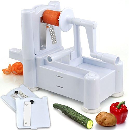 Unho 3 in 1 Vegetable Spiral Slicer/Spiralizer Fruit Cutter Chopper Spiralizer Shred for Vegetable Fruit Twister Peeler Raw Food Spiraliser