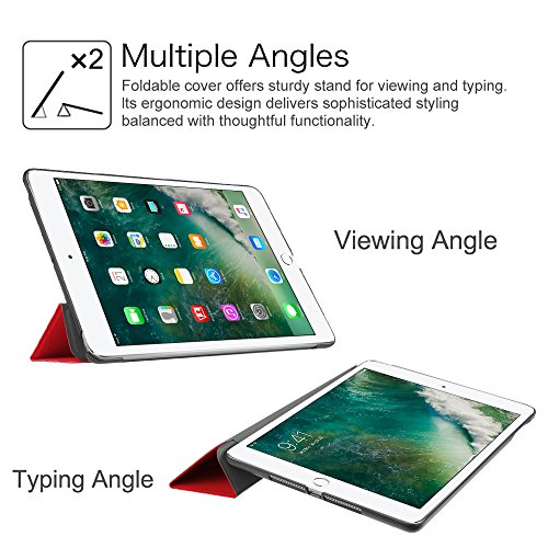 Fintie iPad 9.7 Zoll 2017 Hülle – Ultra Schlank Superleicht Ständer Smart Shell Case Cover Schutzhülle Tasche mit Auto Schlaf / Wach Funktion für Apple iPad 2017 Neue Modell, Rot - 6