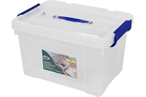 Jardin202 - Cajas de Almacenamiento Transparentes con Tapa Azul | Caja de ordenación | Pack 2 uds (25L)