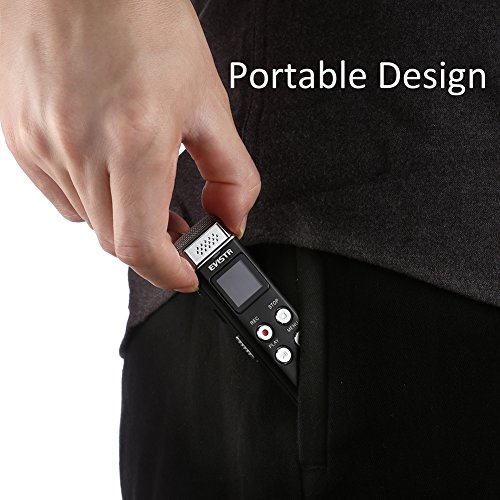 EVISTR Slim Digital Voice Recorder Black - 8GB/560 Hours Capacity - Simple Operation Mini Recorder Metal Body Auto… - Image 7