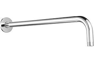 Shower Arm with Flange and Teflon Tape, Voolan 15'' Extension Shower Head Arm for Bathroom Fixed Shower Head, Solid Stainless Steel, Wall Mounted (Chrome)