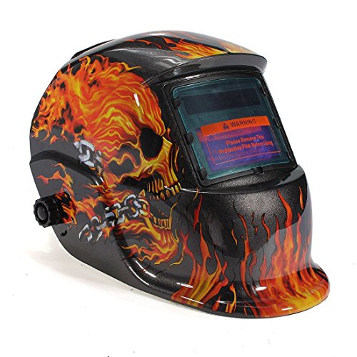 SAILUN Solar Automatik Schweißschild Maske Schweißhelm Schweißschirm Gesichtsmaske Farbe Flames Schädel (Modell 1) - 3