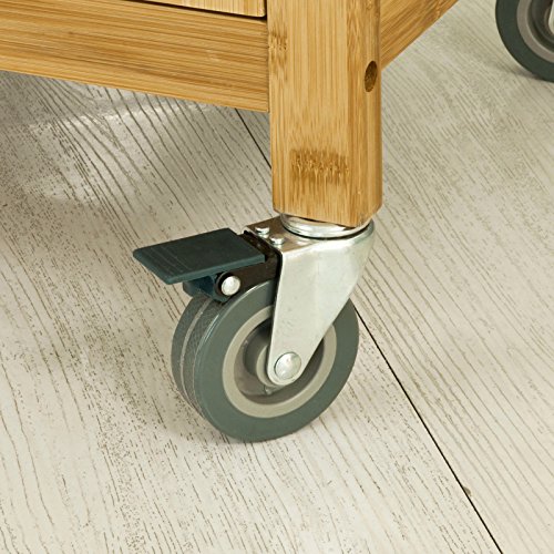 SoBuy® Servierwagen aus hochwertigem Bambus,Küchenwagen,Küchenregal, B60xT40xH92cm FKW09-N - 6