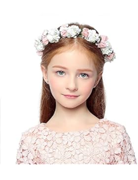 Cereoth Crown Blume Kranz Kranz Kranz für Feste Touched Hochzeit Weiß Rosa