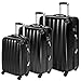 Produktbild TecTake 3 teiliges Polycarbonat Reisekofferset Trolley Hartschalenkoffer Rollkoffer 4 Rollen 360 Grad - Diverse Farben - (Schwarz (Nr. 401445))