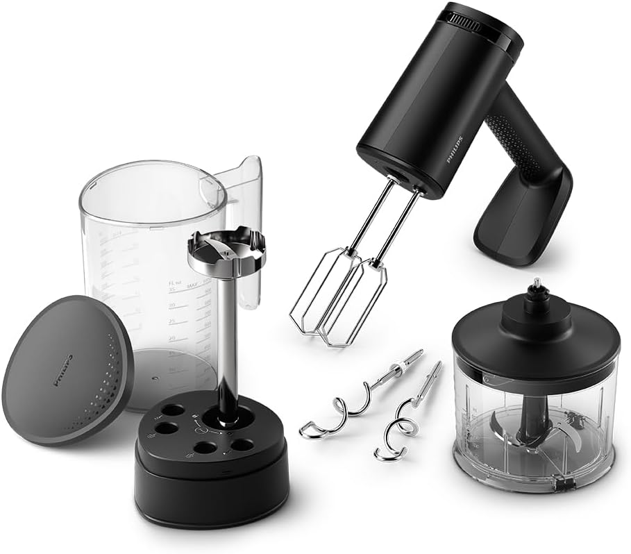 Philips 5000 Serisi Güçlü El Mikser Seti 500W, El Blender Aparatı, Doğrayıcı Aparatı, Ölçekli Akıllı Saklama Kabı, 5 Hız Ayarı ve Turbo, HR3781/20