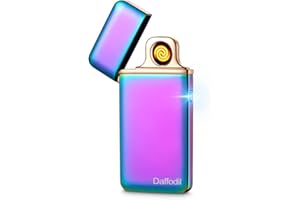 Daffodil Briquet tempête Rechargeable USB EC220 sans Flamme, Métal, Original & Insolite, Homme Femme, Élégant & Design, Sécurité, pour Cigarettes, Bougies - Mèche de Remplacement - Bleu Rose Pétrole