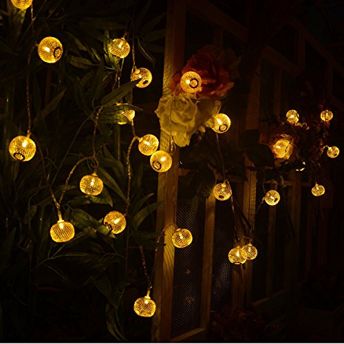 Samoleus 9,5 M 50 LED 8 Modi Mesh Ball String Lights LED Weihnachtsbeleuchtung Lichterketten, goldene Laterne für Party, Hochzeit, Urlaub, Fenster, Home Dekoration Beleuchtung (Große Laterne-Warmweiß) - 2