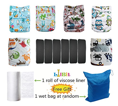 LilBit Baby 6 pcs Inserts For 6 pcs Washable Waterproof Newborn Cloth Nappies LBTZH21-UK