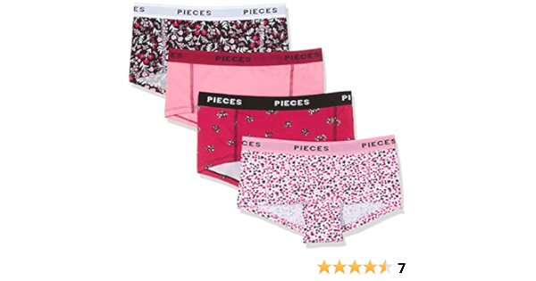 PIECES Damen PCLOGO Lady Boxers 14-250 Flowers 4 Pack Hipster, Mehrfarbig  (Aurora Pink), 42 (Herstellergröße: XL) (4er Pack) : Amazon.de: Bekleidung
