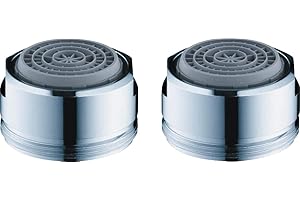hansgrohe wassersparender Luftsprudler Wasserhahn, mit Durchflussbegrenzer 5 l/min, 2 Stück, M24x1, Strahlregler, Perlator für Wasserhähne