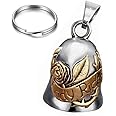CUSTOMprivé Ladies Motorcycle Bell Lady Rider with Rose Lucky Charm Biker Triker, Comes in Velvet Case, Silver and Gold Finish