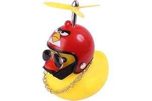 ZOLITIME Canard en Caoutchouc Jouet Ornements Canard Jaune Voiture Tableau de Bord décorations Presser Canard vélo Cornes hélice Casque