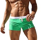 traje hombre verde agua [Trajes de baño clásicos]------Los hombres y los muchachos adolescentes rápidamente secan el traje de baño del resbalón con los bolsillos y la cremallera, cortocircuitos activos de los hombres de la pierna cuadrada