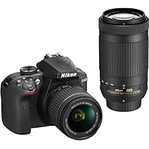 Nikon D3400 Digital Camera Kit (Black) with Lens AF-P DX Nikkor 18-55mm, 70-300mm f/4.5-6.3G ED VR Lens, 16 GB Class 10 SD Card and DSLR Bag