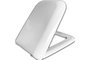 MASTERBRICO.COM Copriwater Ceramica Cielo modello Shui Originale Bianco, Tavoletta wc in Termoindurente Cerniere Cromate con Chiusura Ammortizzata Soft Close o Chiusura Normale Classica (CHIUSURA CLASSICA)