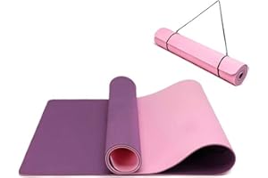 Oak & Tea Yogamatte Rutschfest Fitnessmatte Umweltfreundliche TPE Sportmatte mit Tragegurt Gymnastikmatte für Pilates Yoga Workout 183 x 61 x 0.6 cm