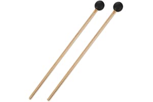 Musiin Marimba & Glockenspiel Percussion Mallets - Rubber Xylophone Sticks with Wood Handles(Black)