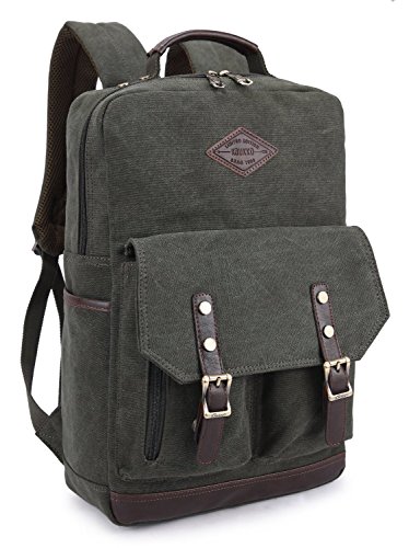 Aidonger Unisex Vintage Canvas und Leder Rucksack Daypack Laptoprucksack(14 Zoll) - 2