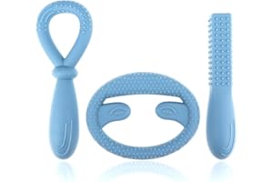 TUXEPOC Sensory Chew Toys,Oral Motor Chew Tool,Silicone chewlery Teether for Kids with Teething,ADHD, Autism, SPD, Oral Motor Stimulation, Special Needs,chewies for Sensory Autistic (LightSkyBlue)