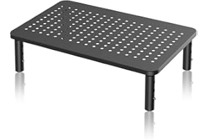 suptek Computer Monitor Stand Riser, Metal for Laptop, Printer, Notebook and All Flat Screen TV Display with Vented Platform, 3 Height Adjustable Riser MST003