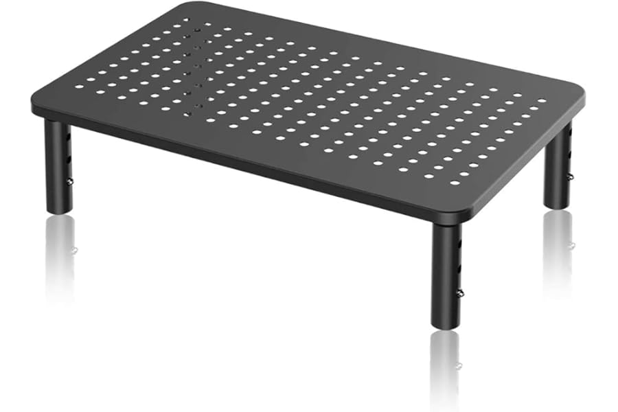 suptek Computer Monitor Stand Riser, Metal for Laptop, Printer, Notebook and All Flat Screen TV Display with Vented Platform, 3 Height Adjustable Riser MST003
