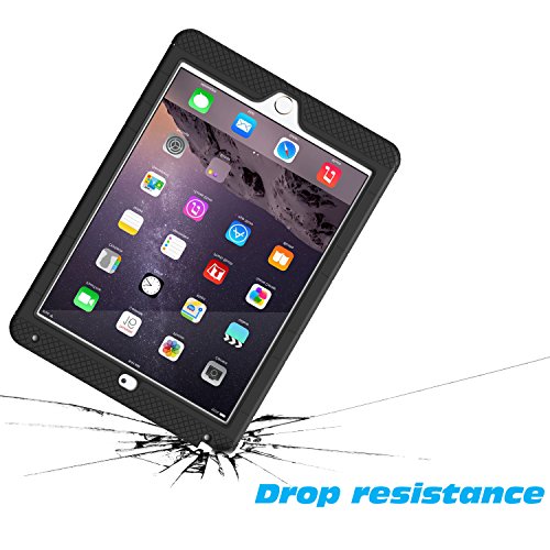 MoKo Hülle für Apple iPad Air 2 – Silikon + Schwarz hartem Polycarbonat Protector mit faltbarer Standplatz-Abdeckungs-Fall Kickstand Tasche Schutzhülle Case für Apple iPad Air 2/iPad 6 9.7 Inch Tablet, Schwarz - 5