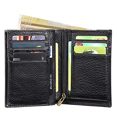 lensun Portefeuille Homme RFID Blocage,Lensun Bifold Portefeuille en Cuir Pur pour Monnaie | Titulaire de Carte de Crédit | Portefeuille de Voyage avec Boîte de Cadeau - Noir (LS-ZB-BK)